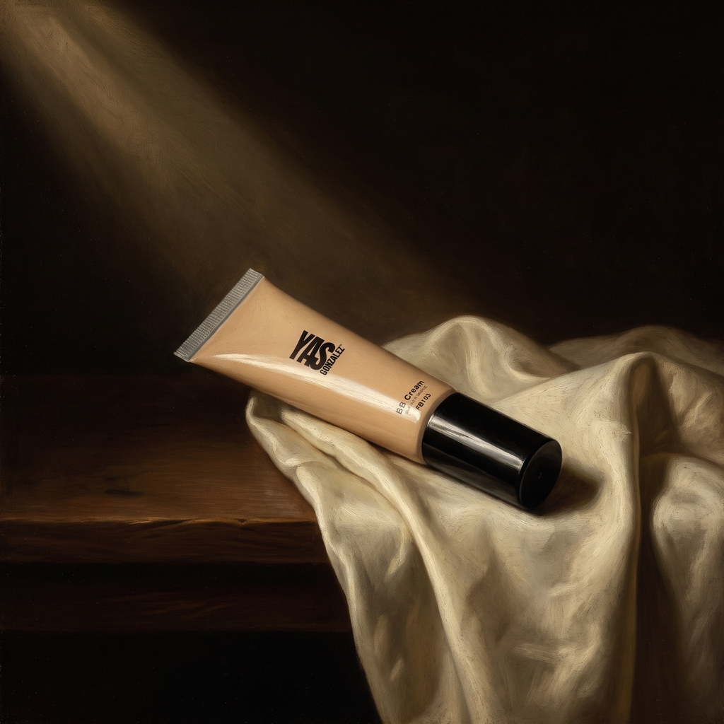BB Cream de YG Beauty sobre seda marfil, luz de claroscuro