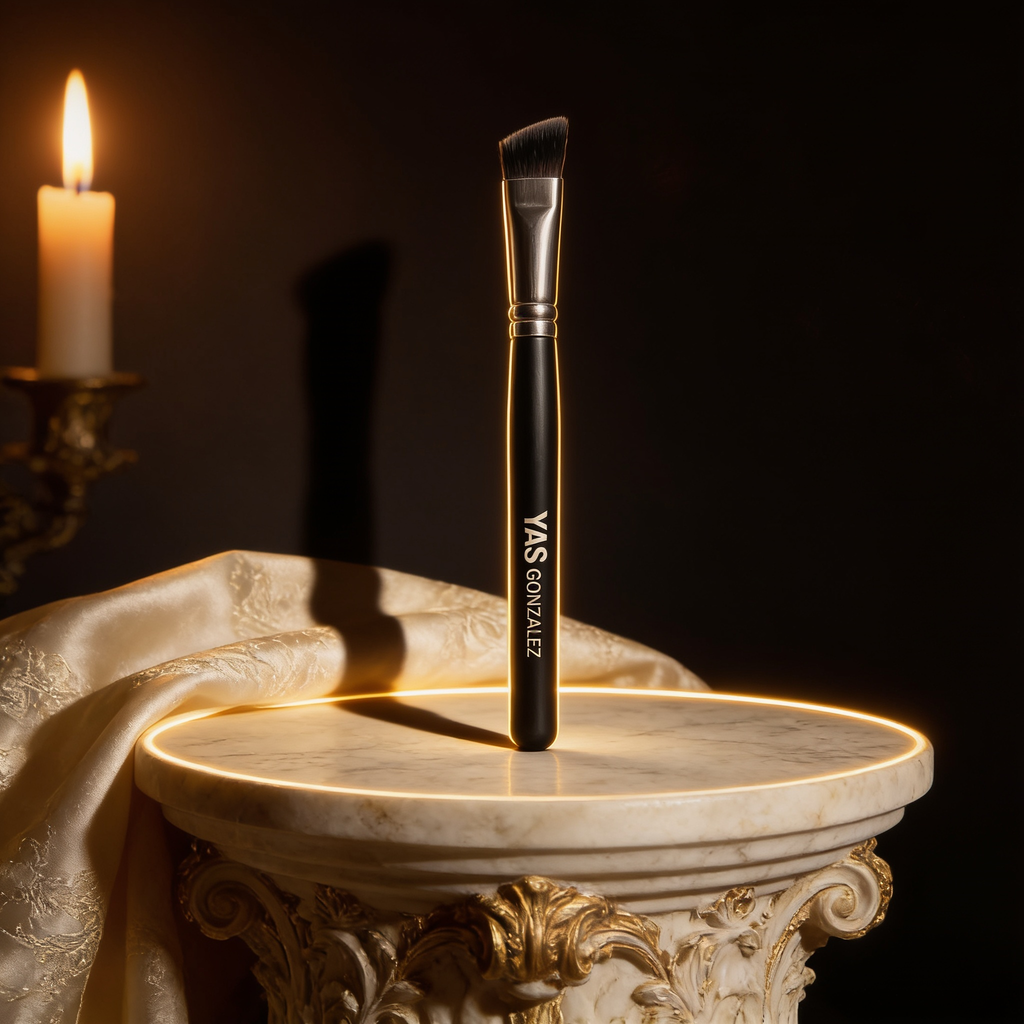 Angled Liner Brush on an ivory marble plinth in Baroque candlelight