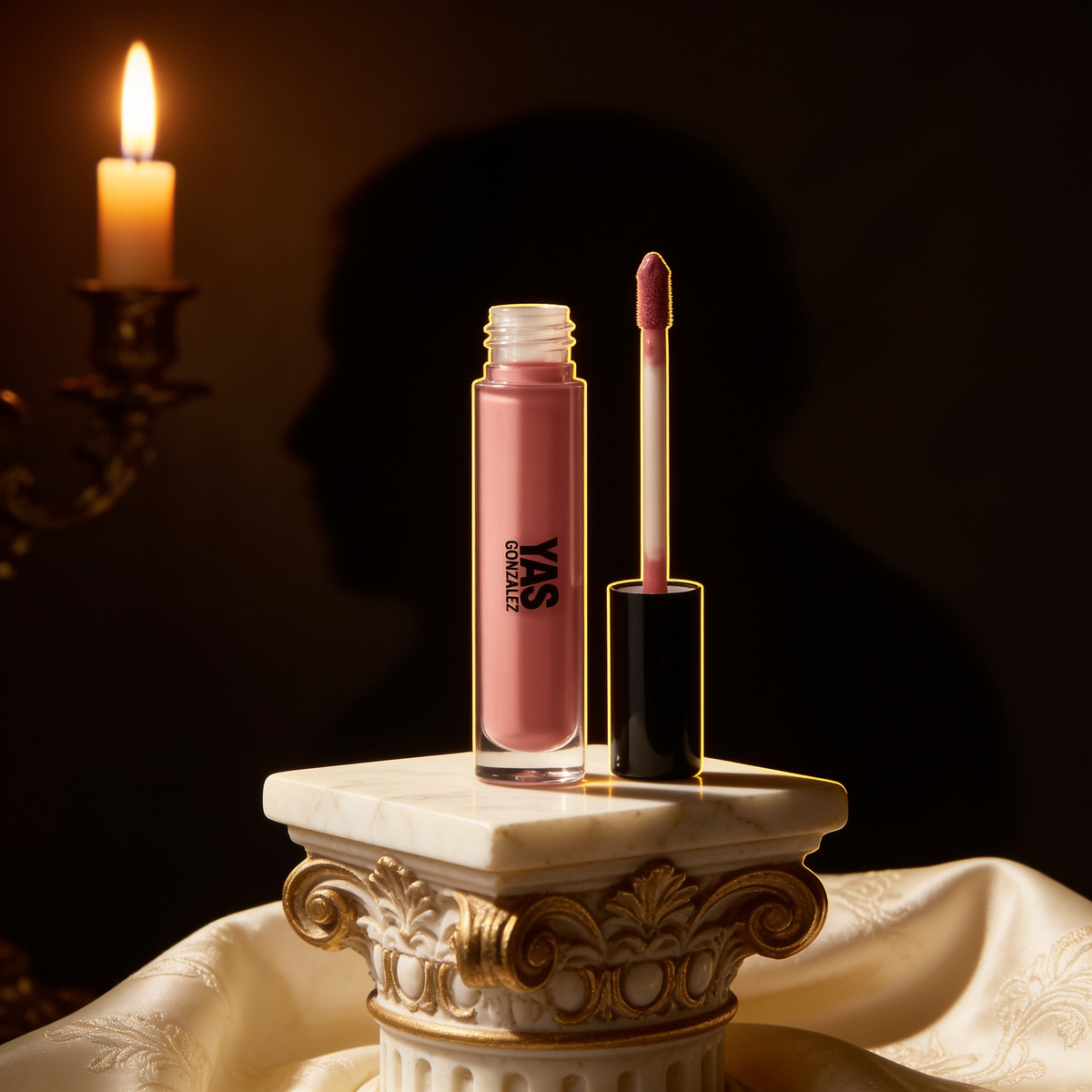 Lip Gloss on an ivory marble plinth in Baroque candlelight