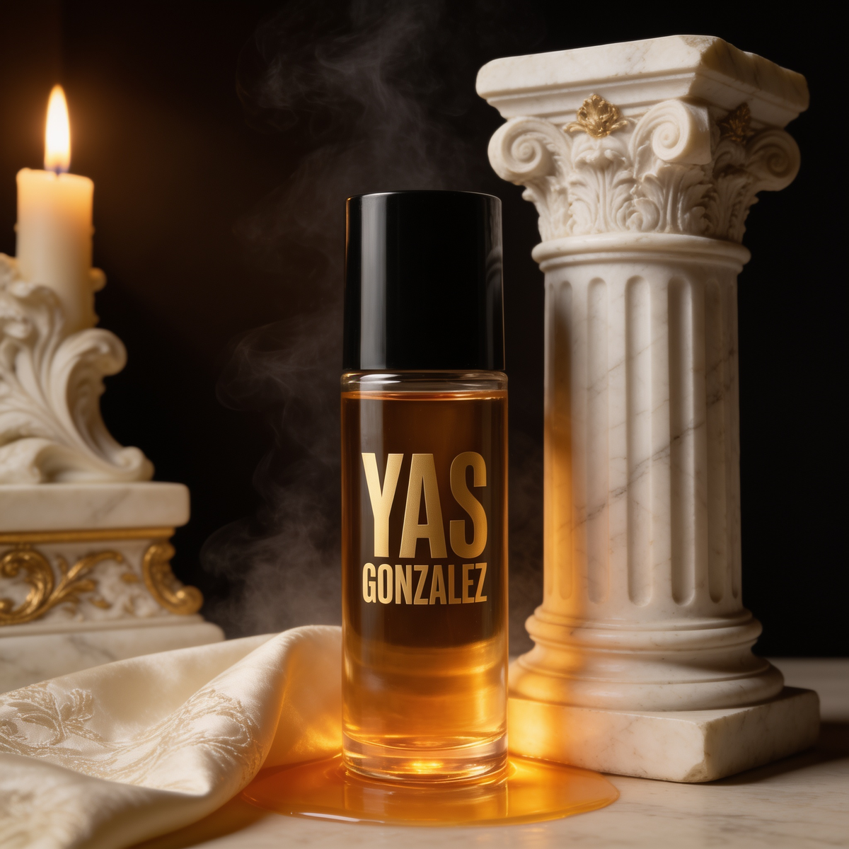Makeup Remover Solution beside a marble column fragment